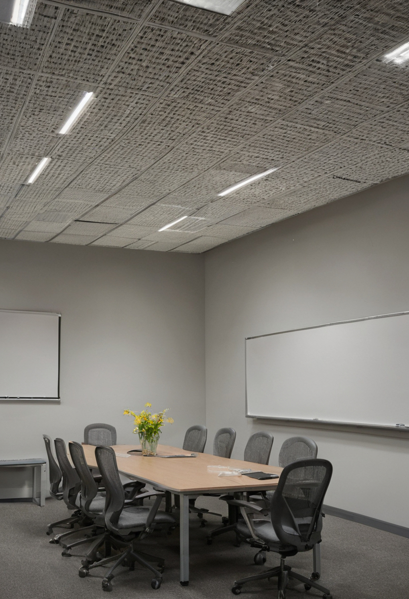 Ceiling and wall absorption must be selected by tested installation performance editorial visual