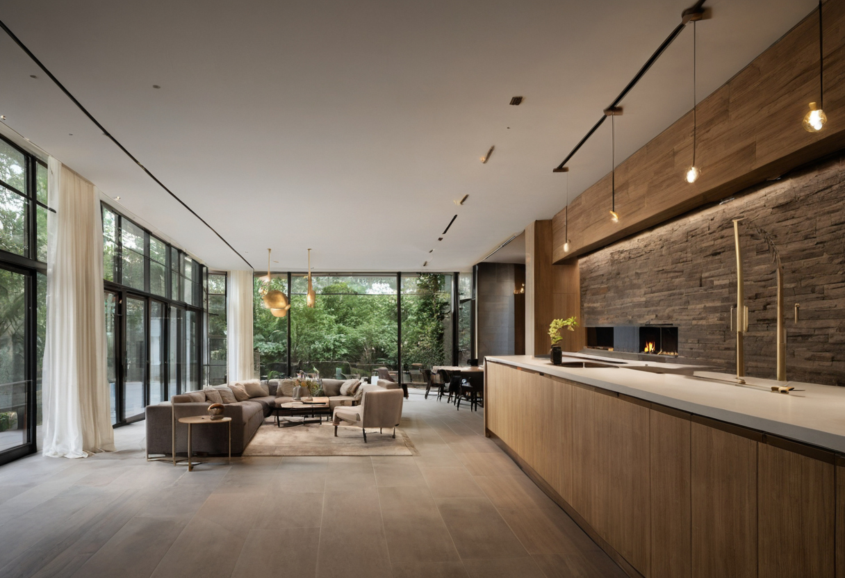 Which services and approvals are often excluded from an interior design proposal shown in a luxury residential interior