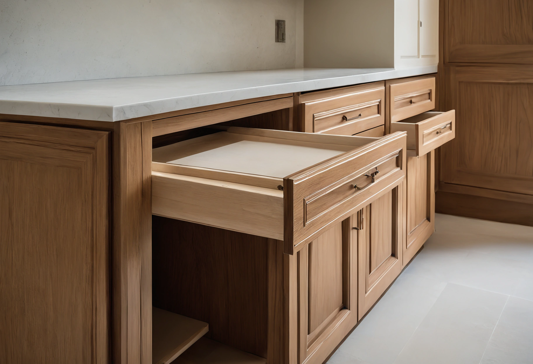 Custom joinery cabinet being installed in a renovated villa